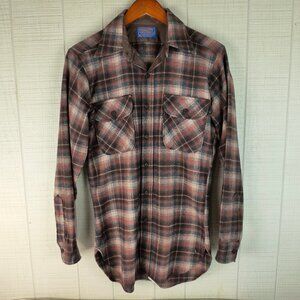 Vintage Pendleton Wool Plaid Shirt Brown Made in USA